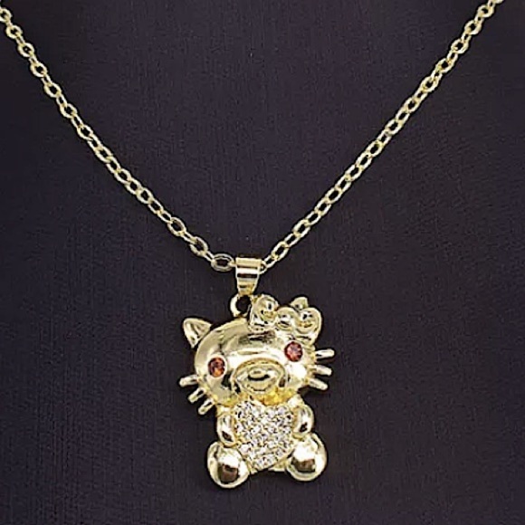 Hello Kitty Gold Plated Necklace Earrings Charm Set - Picture 4 of 5